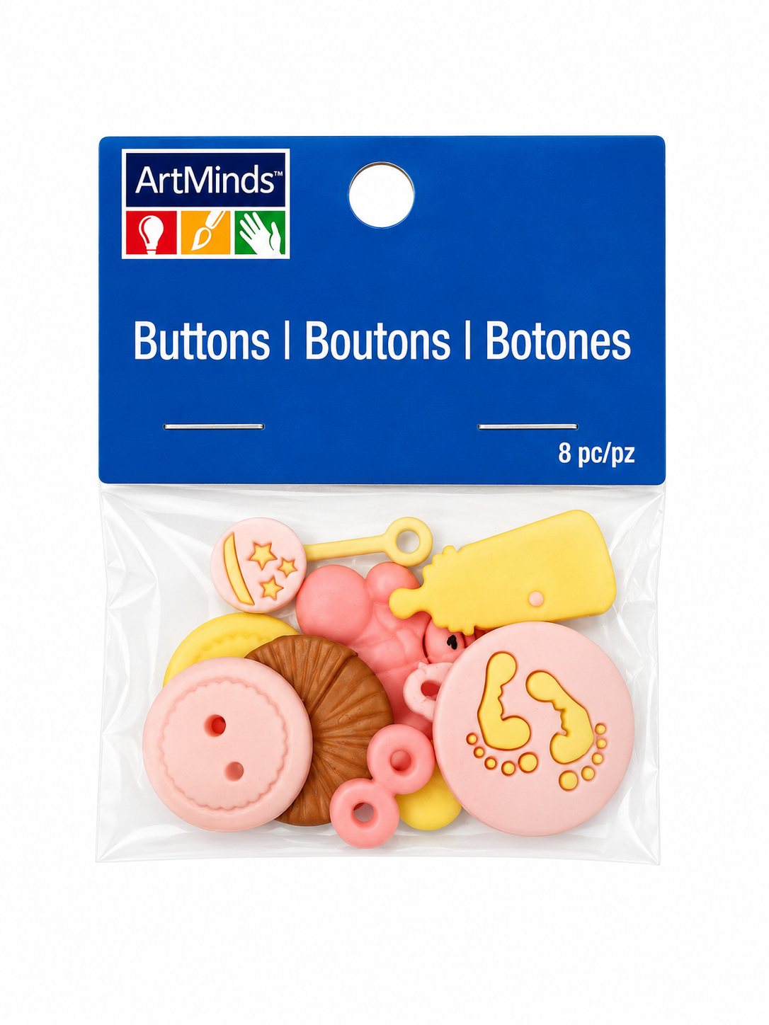 Lot de 8 boutons décoratifs fantaisie – Thème Bébé