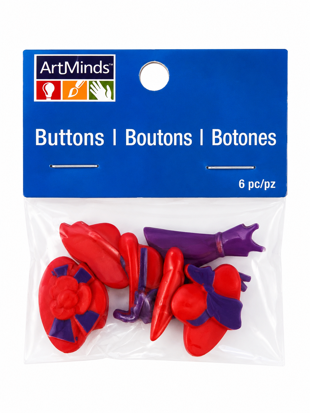 Lot de 6 boutons décoratifs fantaisie