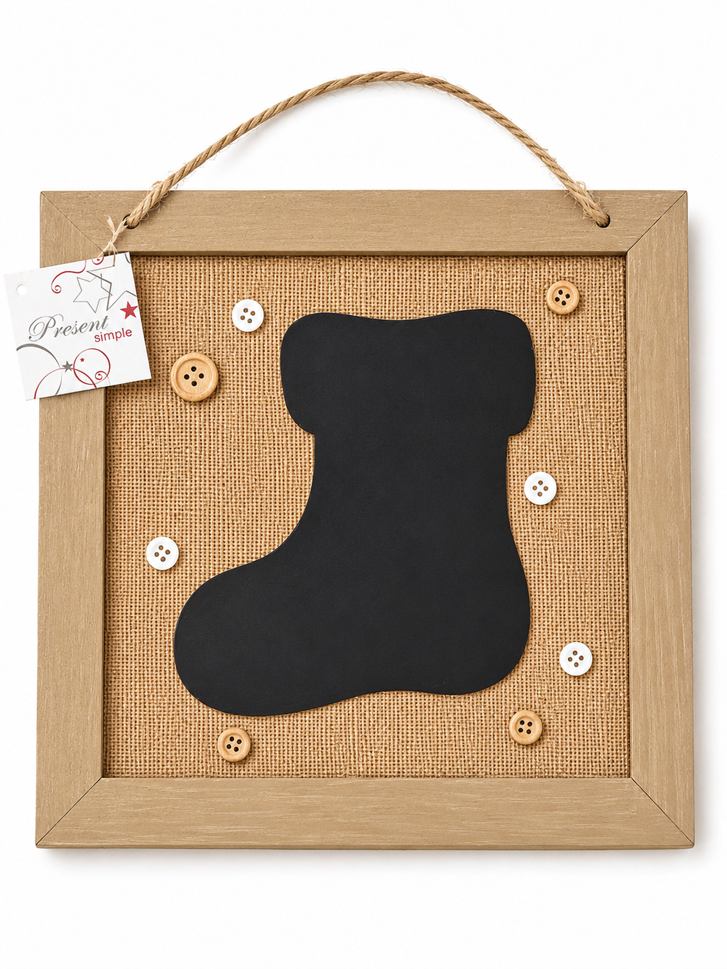 SCHIEFERTAFEL HOLZ STOFF WEIHNACHTSSTIEFEL