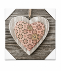 Tableau décoratif – Double cœur suspendu – 28 × 28 cm