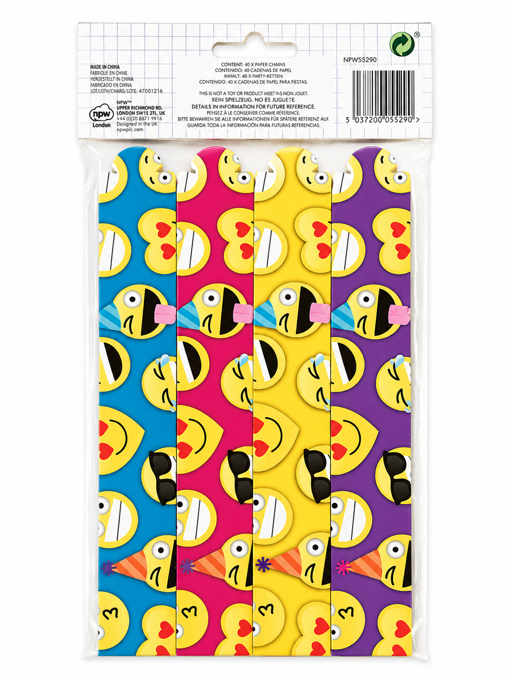 Kit de 40 chaînes en papier Emoji – Décoration de fête