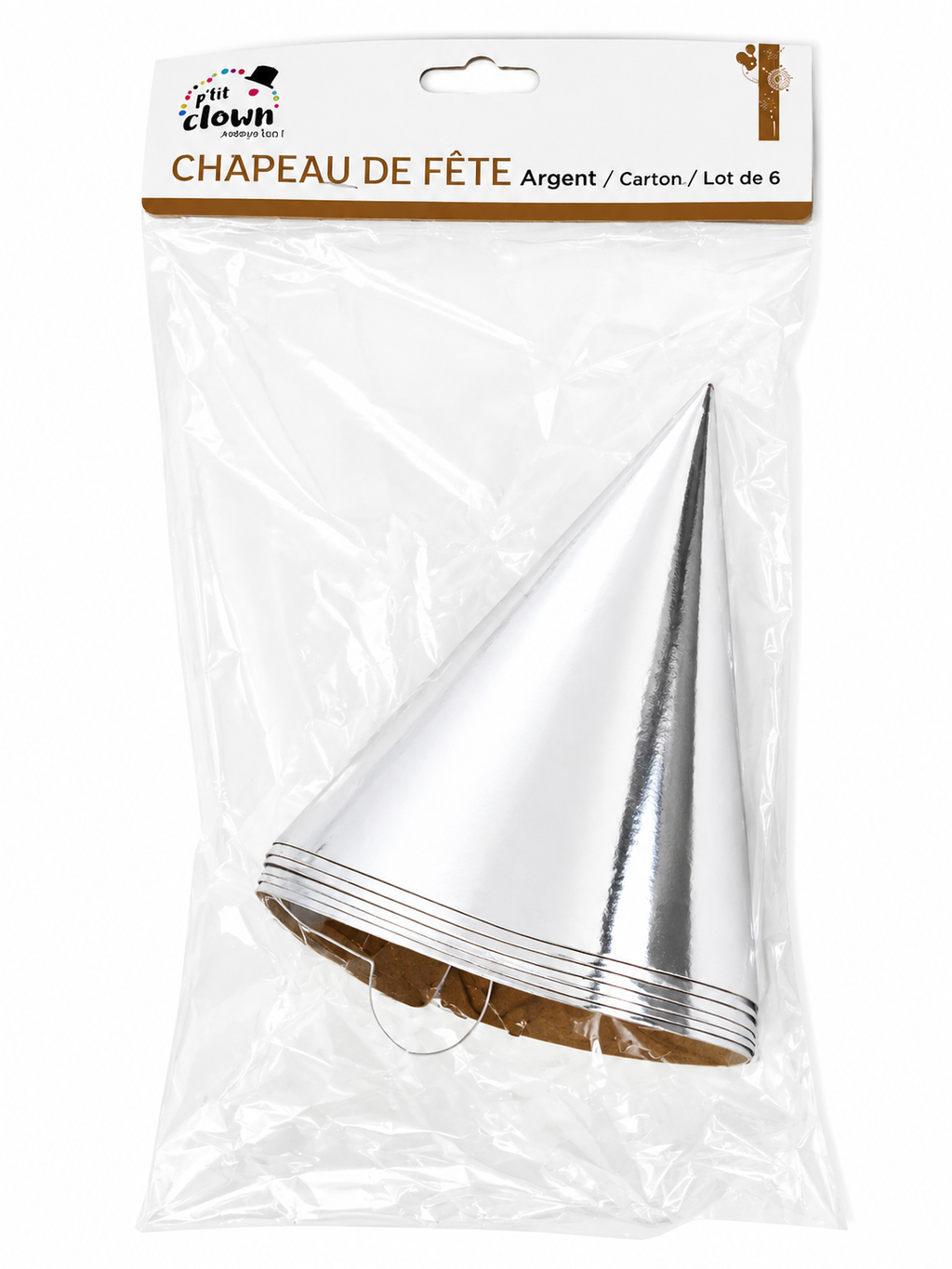 Lot de 6 Chapeaux de Fête Argent Métallisé