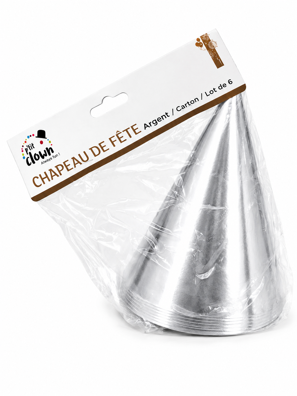 Lot de 6 Chapeaux de Fête Argent Métallisé