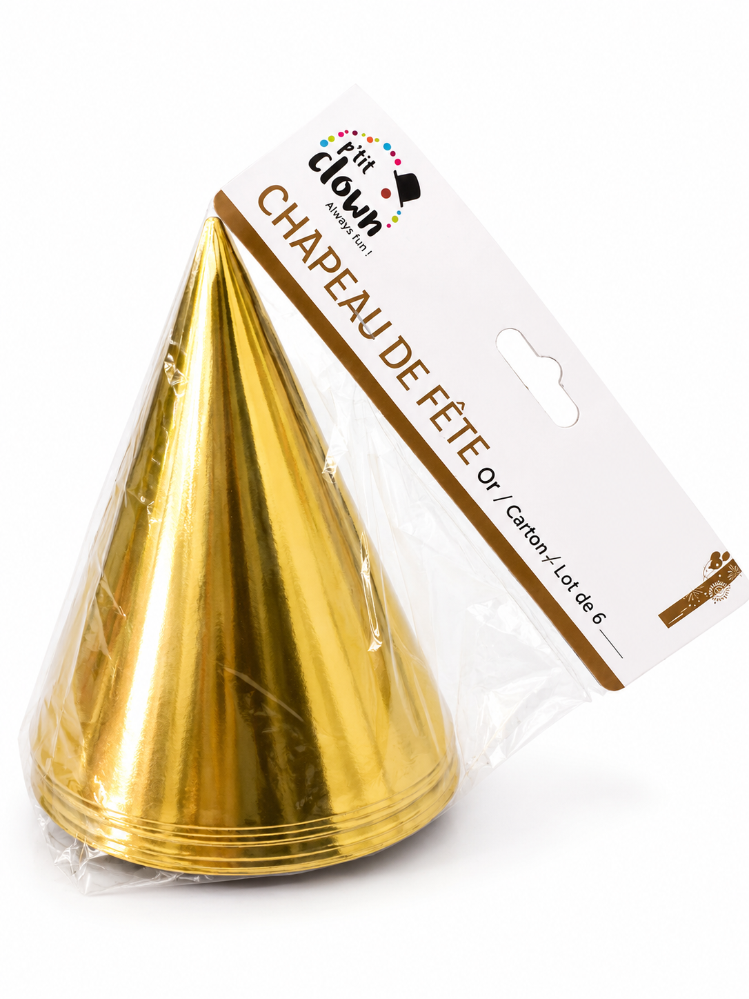 Lot de 6 Chapeaux de Fête Or Métallisé