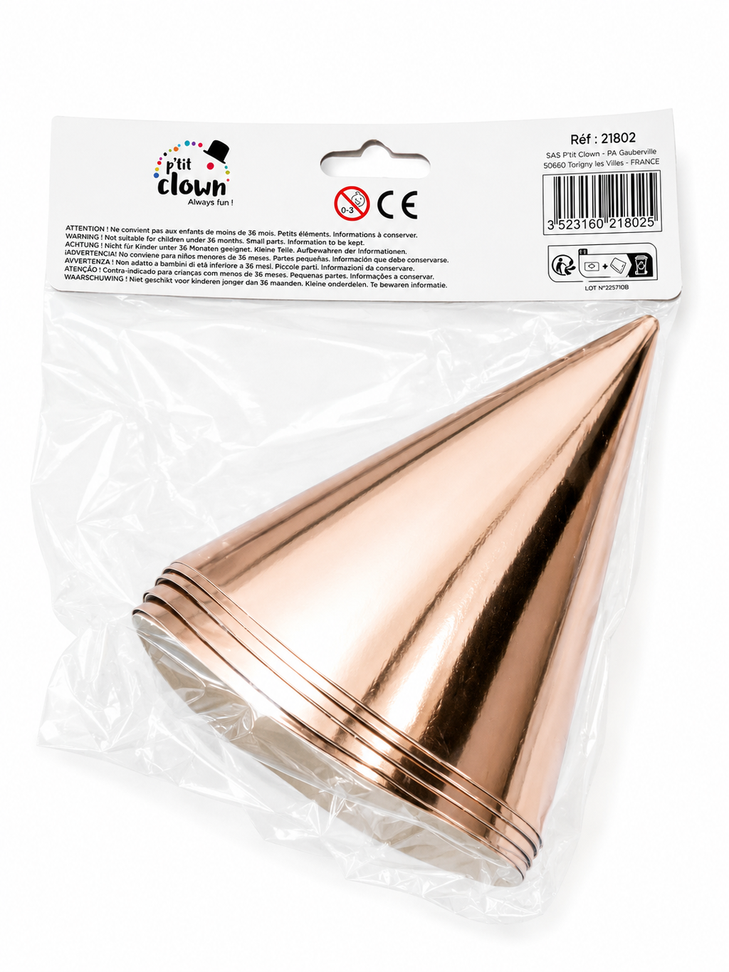 ROSE GOLD PARTY HAT PACK OF 6