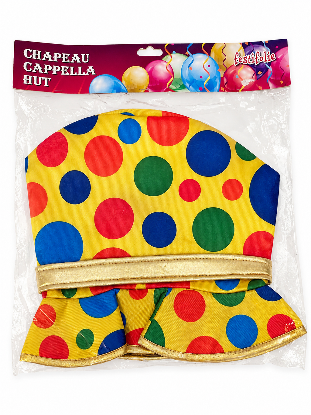 Chapeau de clown géant à pois multicolores – Festifolie