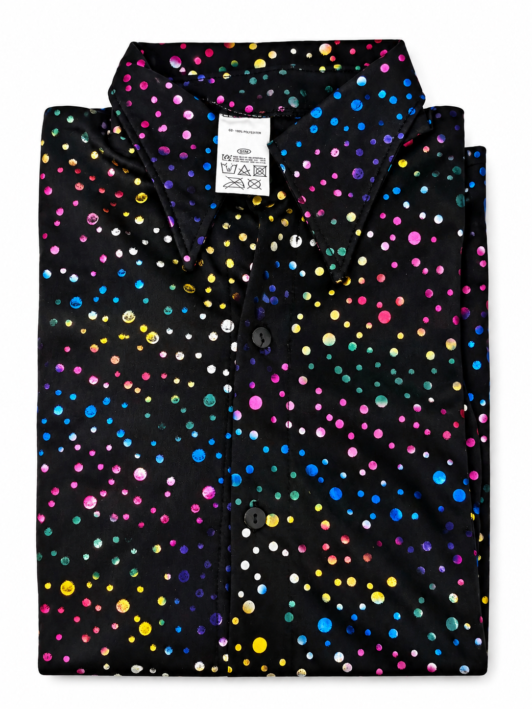 Chemise de fête noire à pois métallisés multicolores – Widmann – Taille S/M