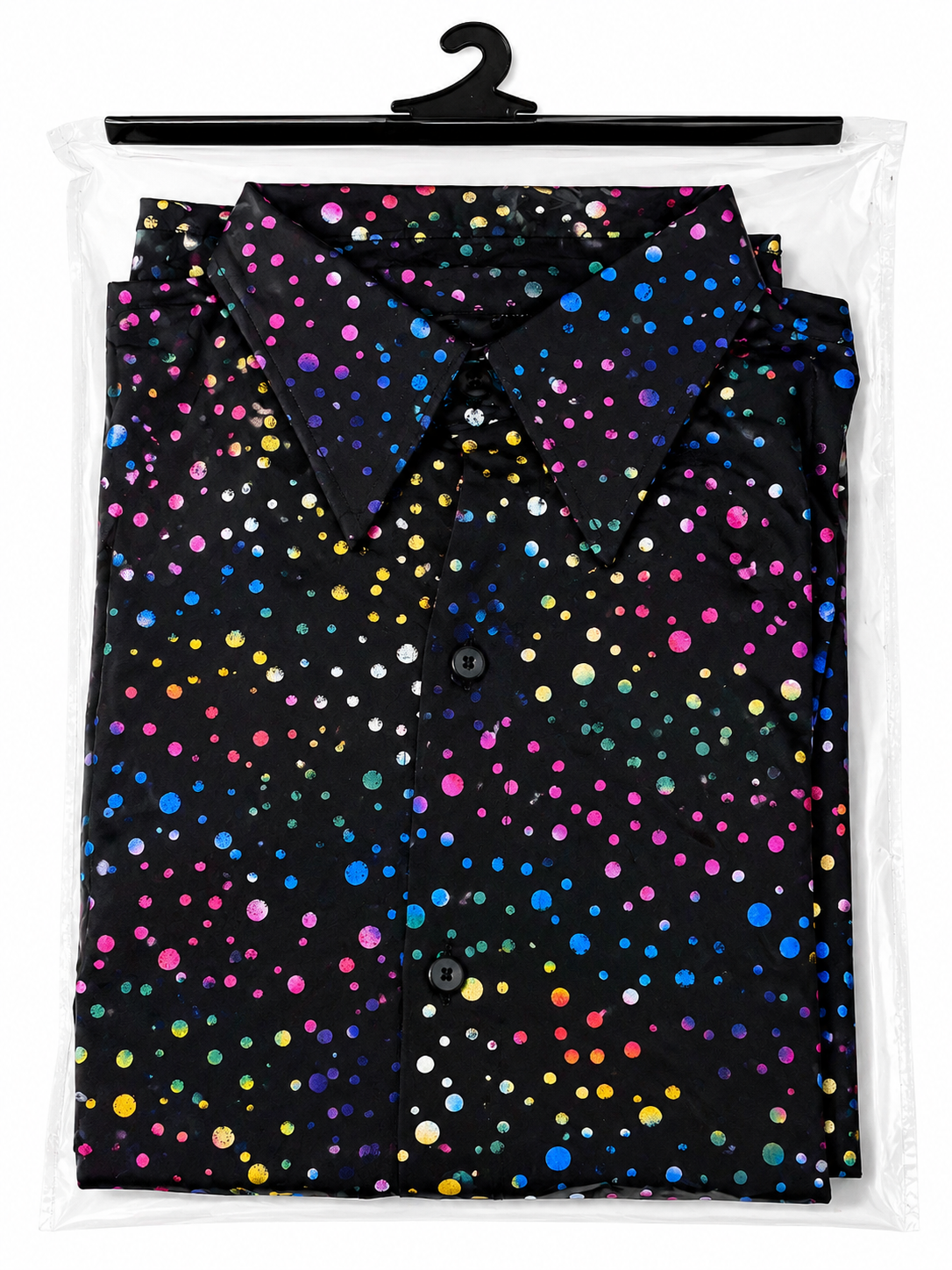 Chemise de fête noire à pois métallisés multicolores – Widmann – Taille S/M