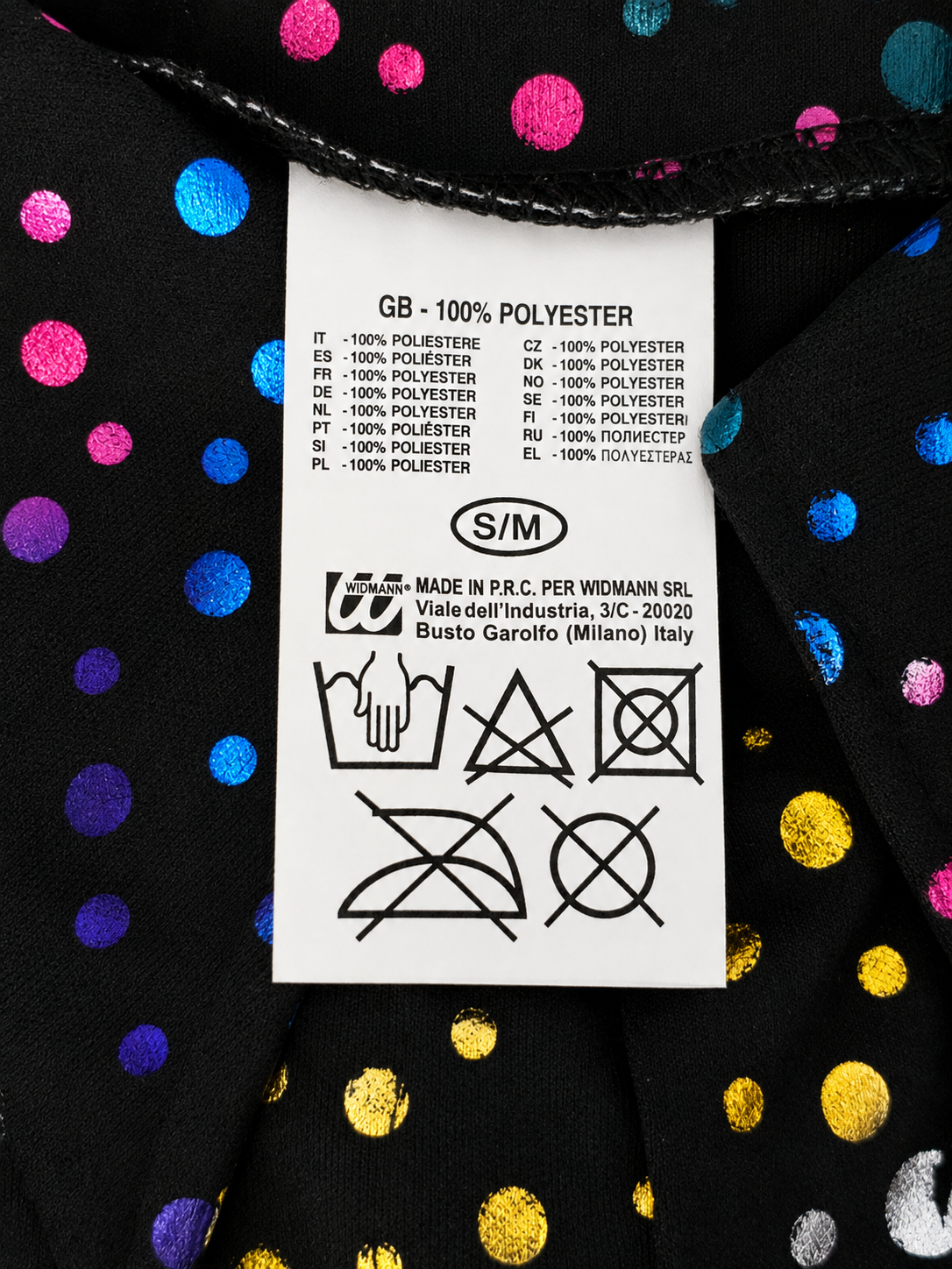 Chemise de fête noire à pois métallisés multicolores – Widmann – Taille S/M