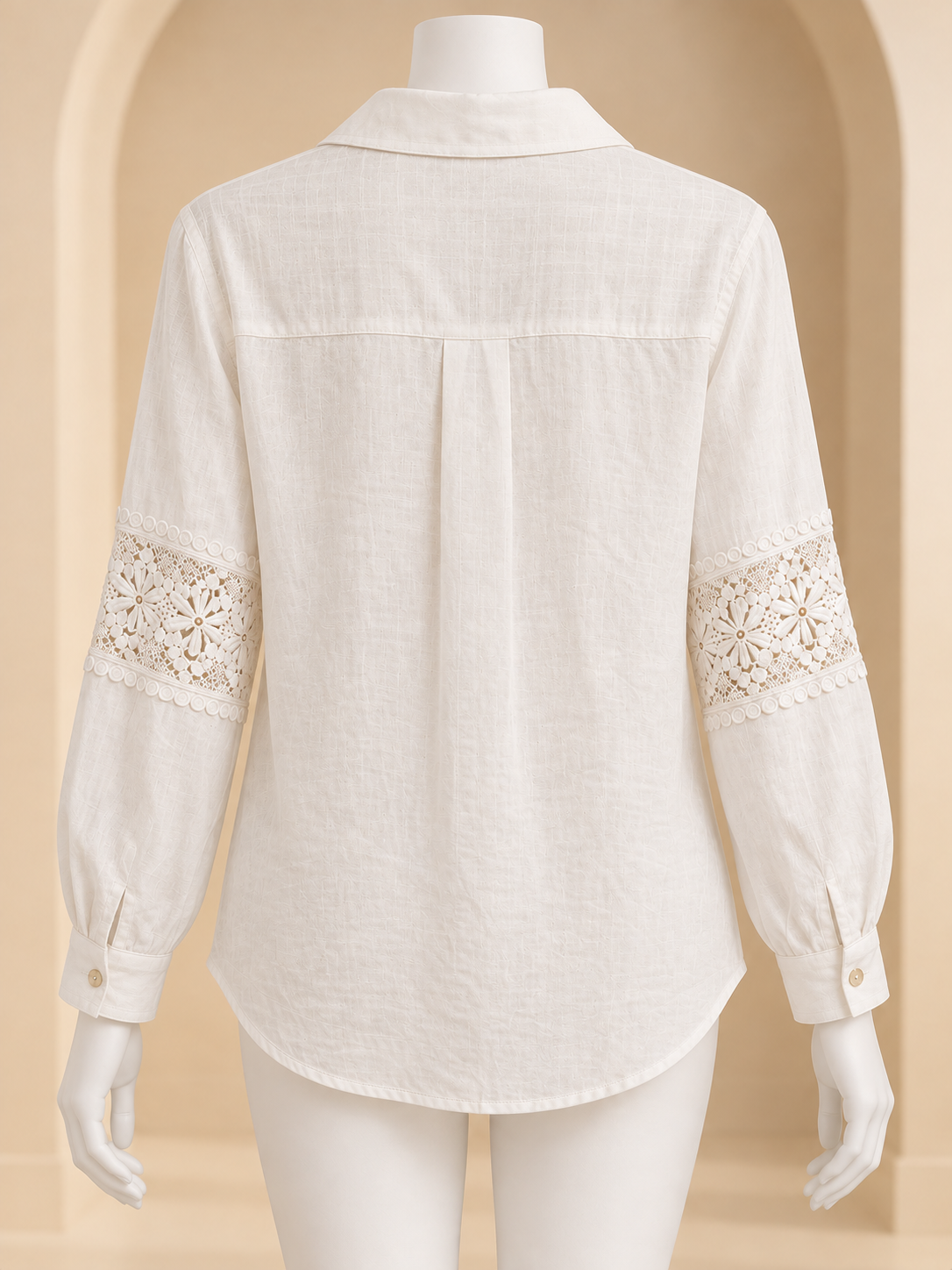 Chemisier STYLE en coton avec dentelle florale – Taille unique – Made in Italy