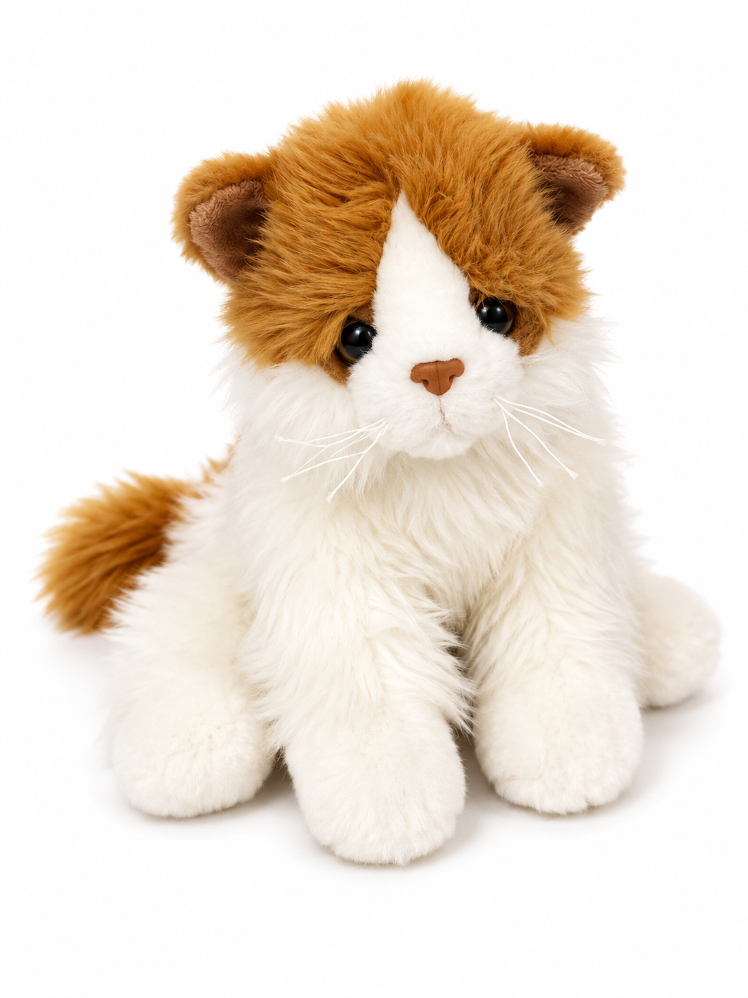 Peluche Chat blanc et marron à poils longs