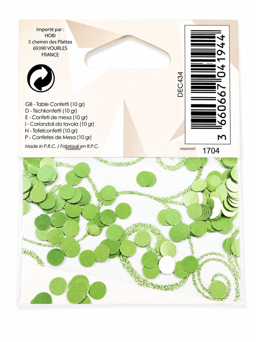 TABLE CONFETTI 10 GR ROUND GREEN