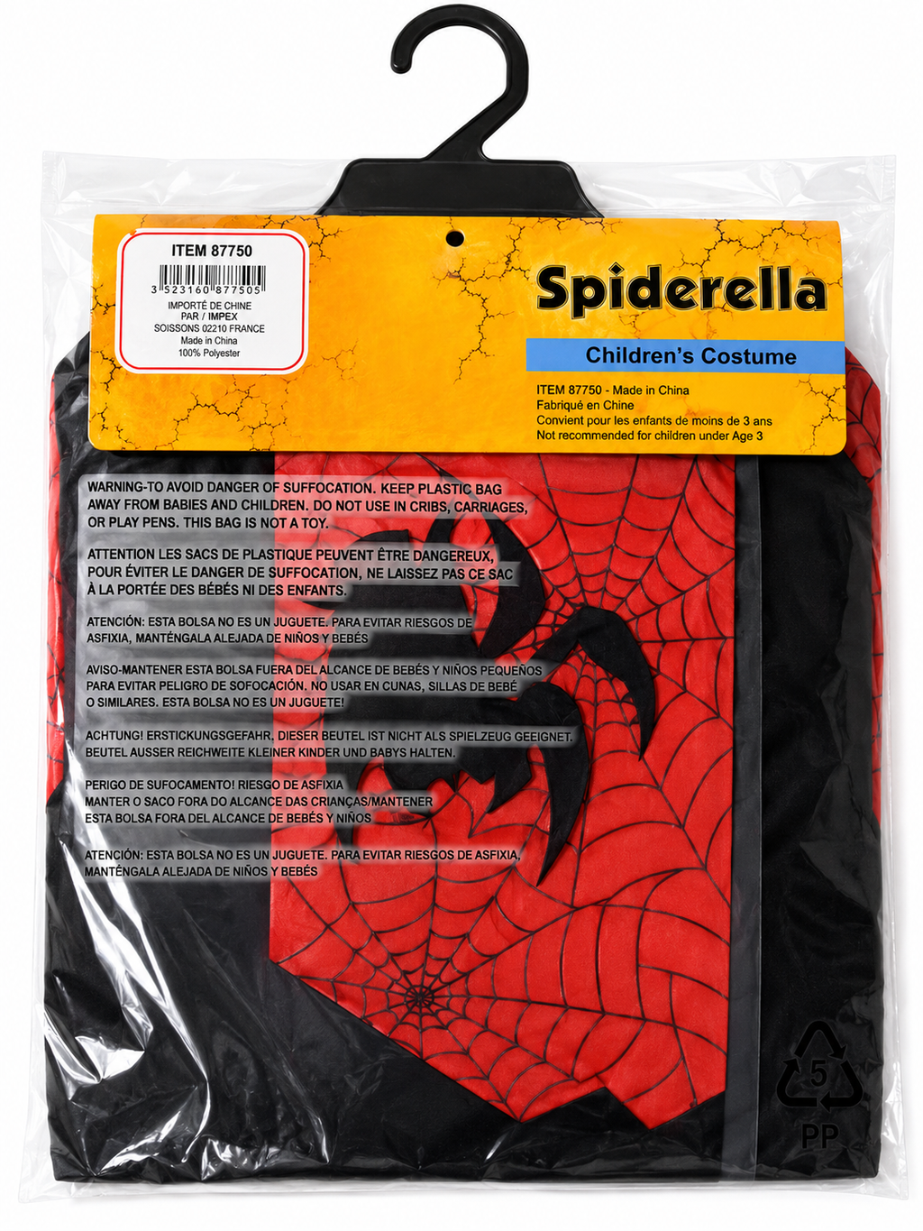 Costume Spiderella enfant – Robe, ceinture & col araignée