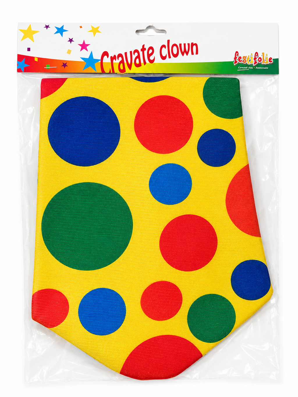 Cravate clown géante à pois multicolores – Festifolie