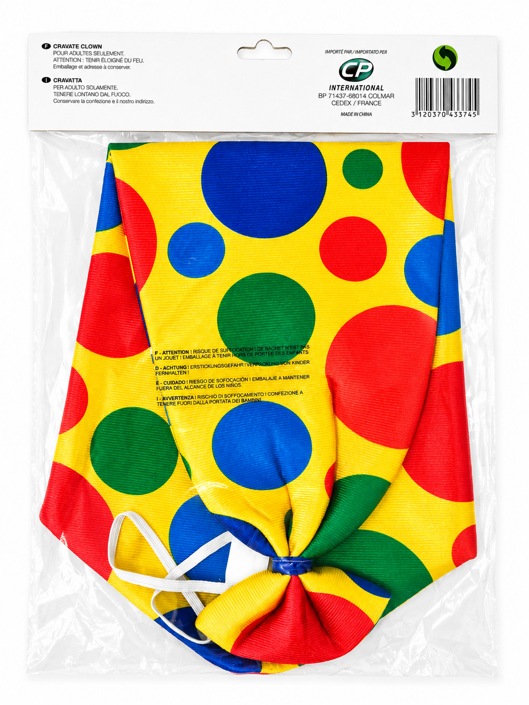Cravate clown géante à pois multicolores – Festifolie