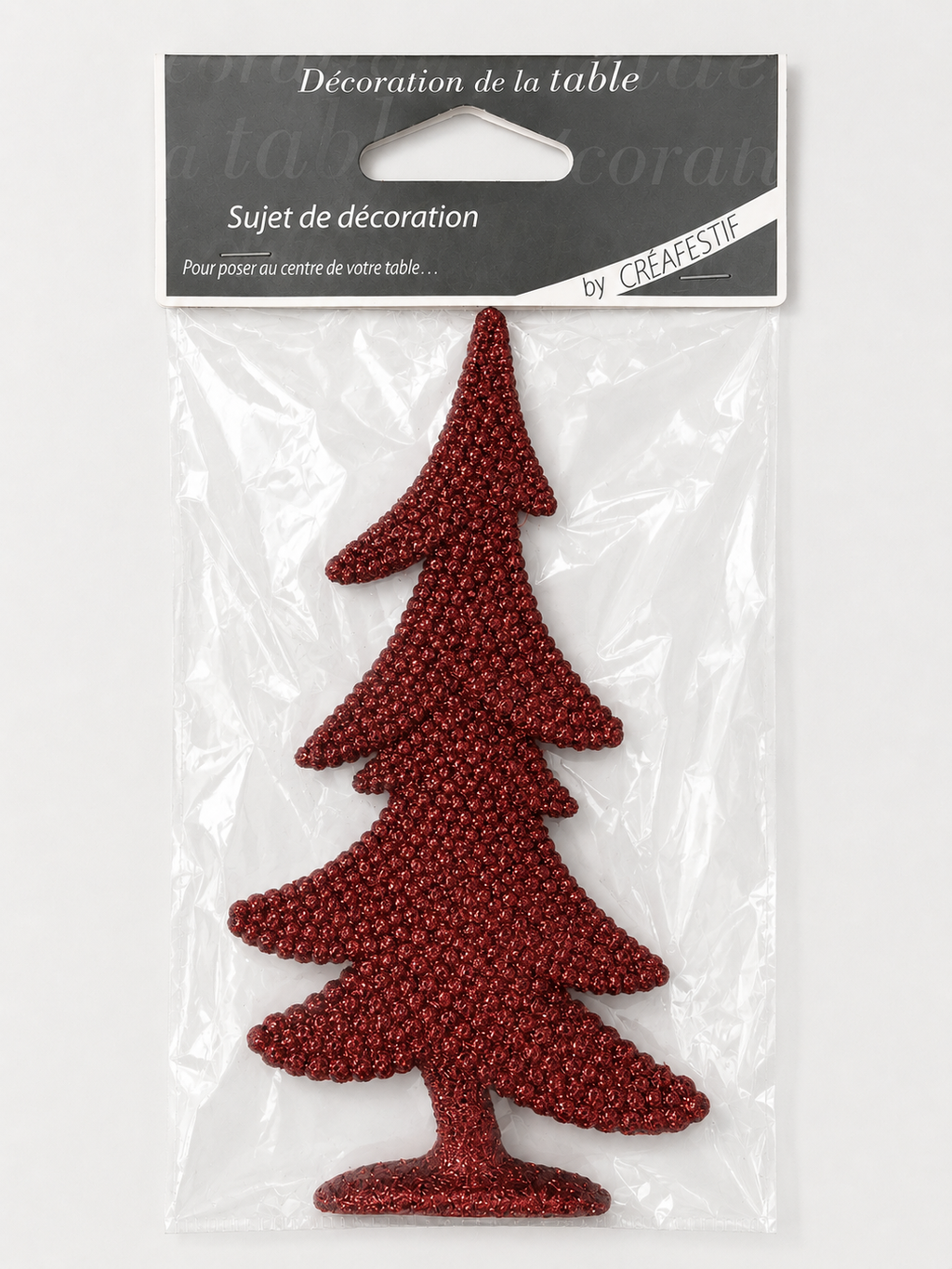 Sujet de décoration de table Sapin pailleté rouge
