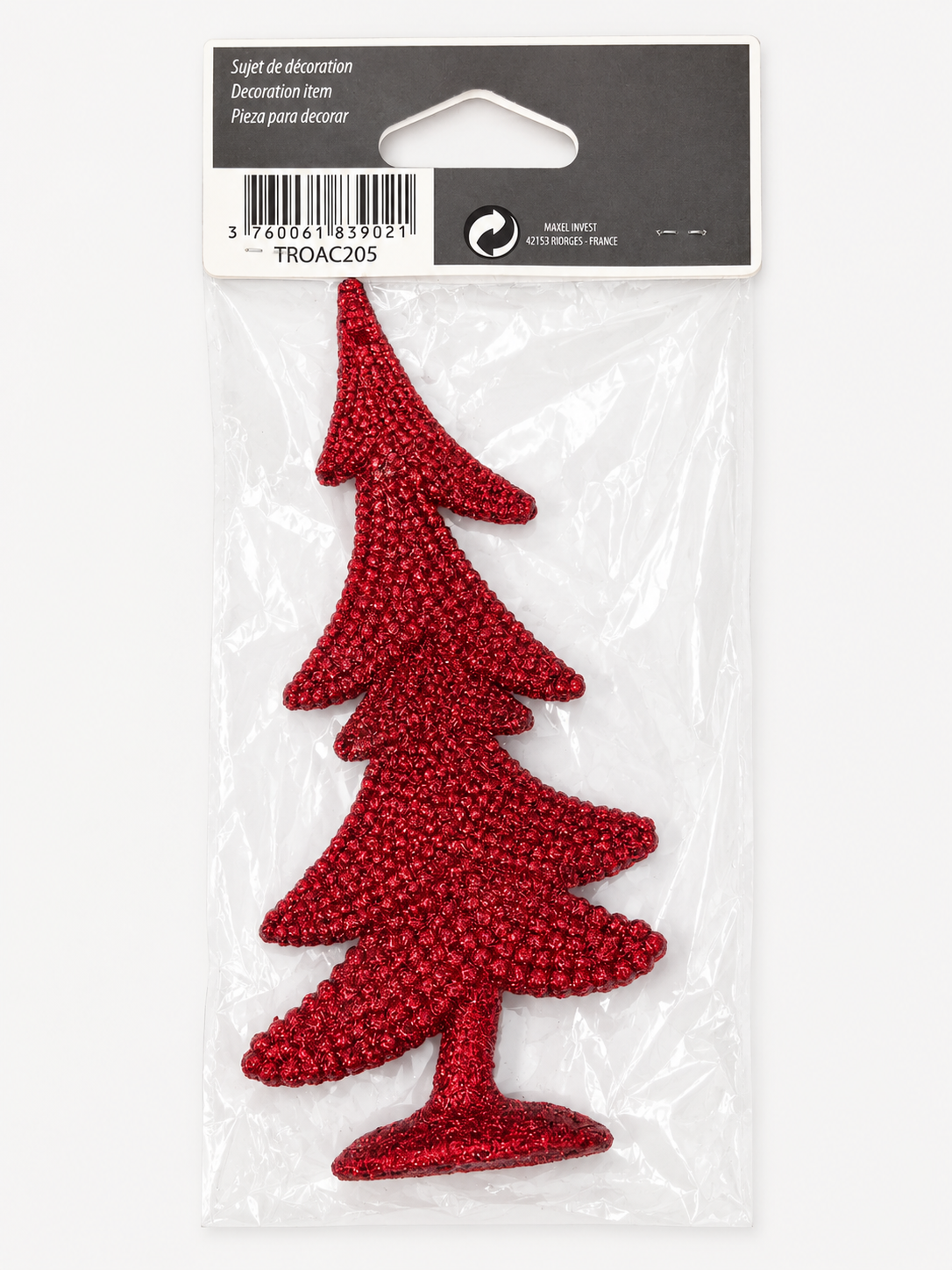 Sujet de décoration de table Sapin pailleté rouge