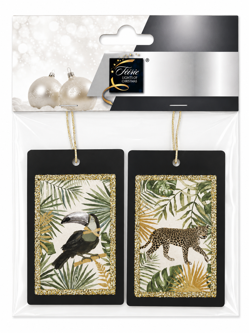 Lot de 2 suspensions décoratives Tropicales – Toucan & Léopard
