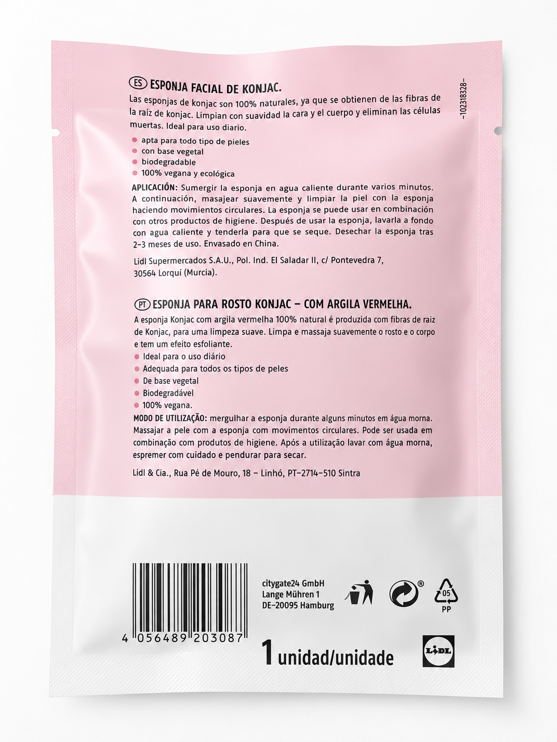 Éponge faciale de Konjac à l’argile rouge Cien – 100 % naturelle