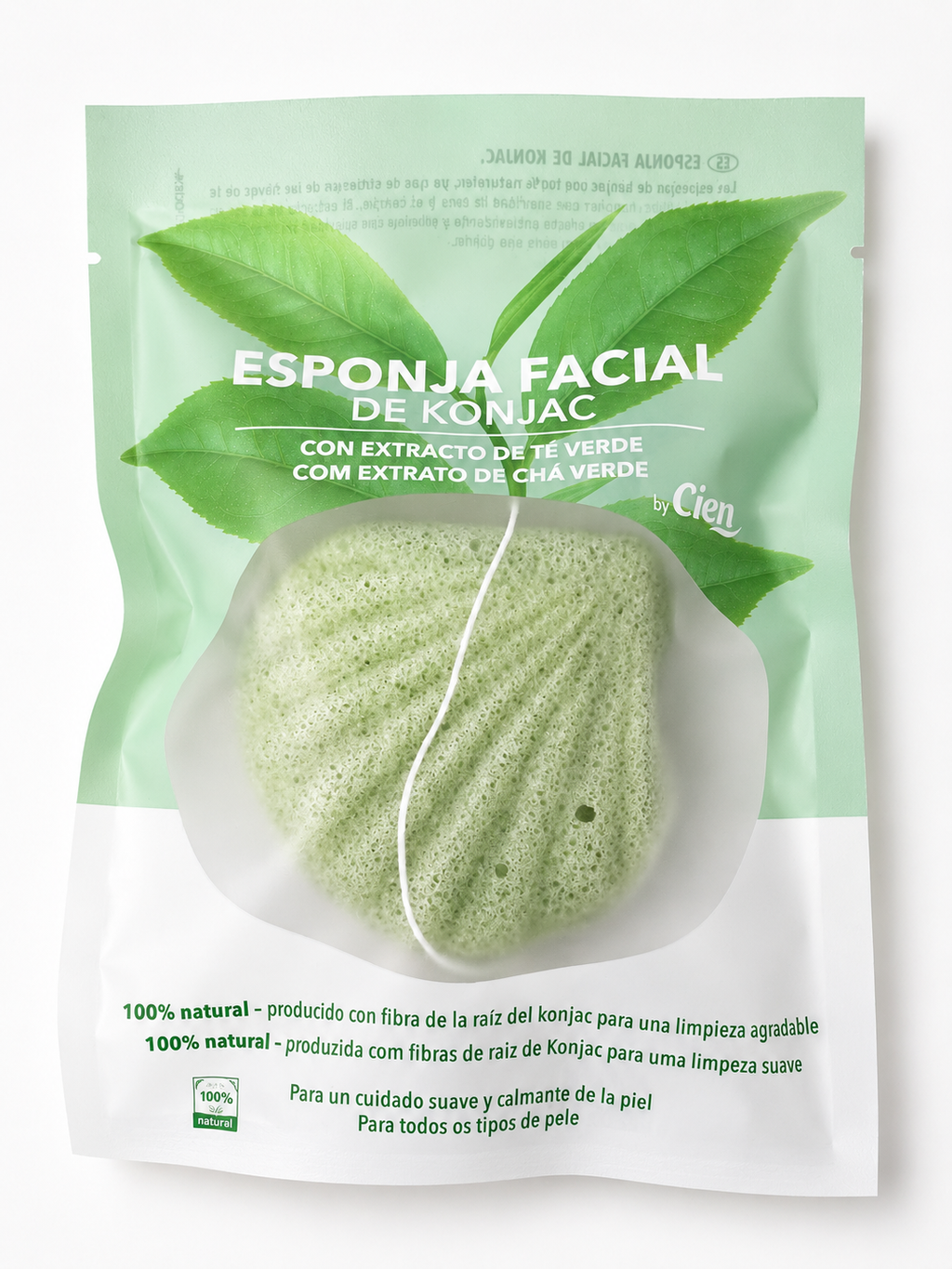 Éponge faciale en Konjac au thé vert – Cien