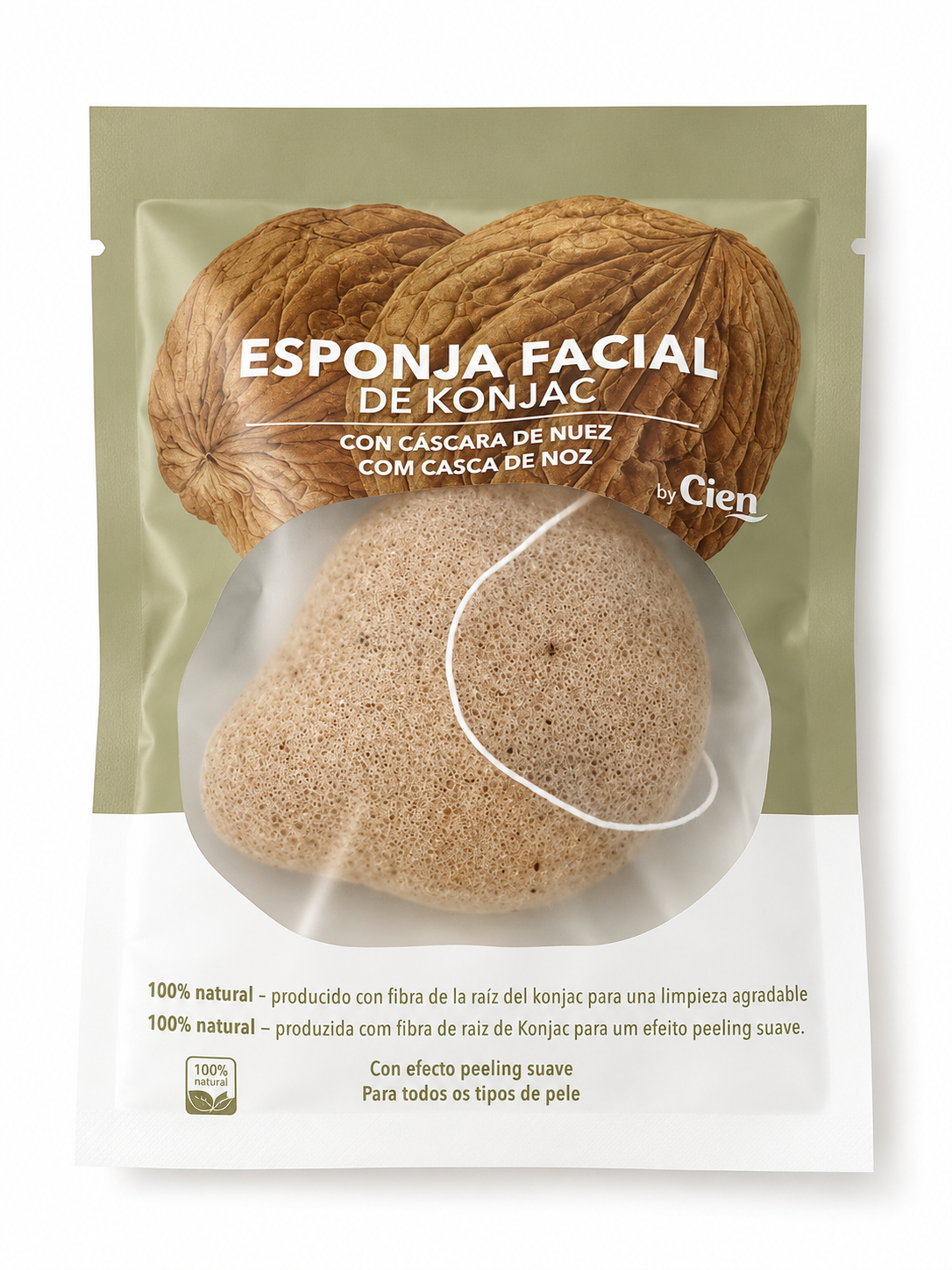 Éponge faciale en Konjac à la coque de noix – Cien