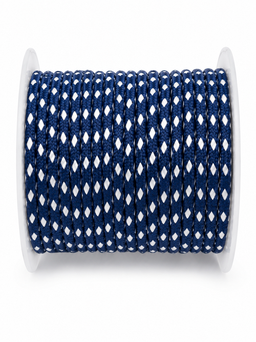 Bobine de ficelle tressée bleue et blanche