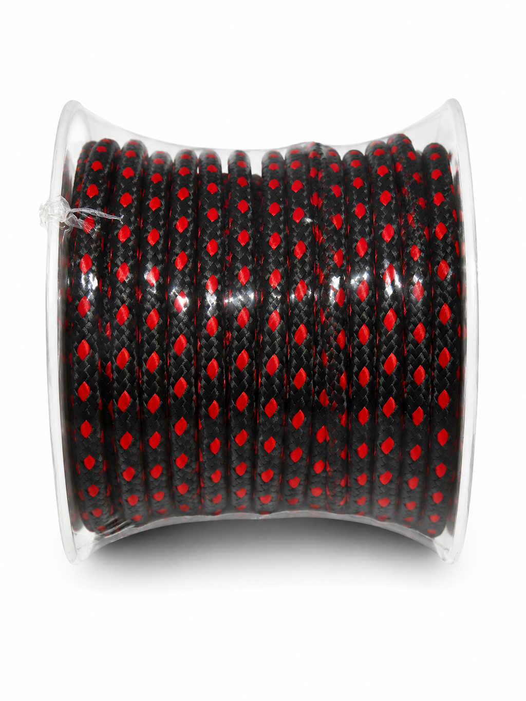 Bobine de ficelle tressée noire et rouge