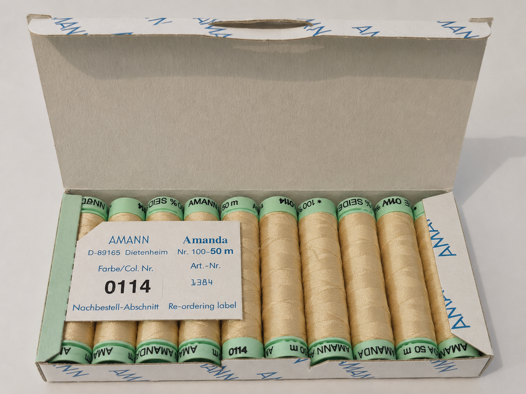 10 Fil à coudre 100 % soie AMANN Amanda – 50 m – Tons beige & crème