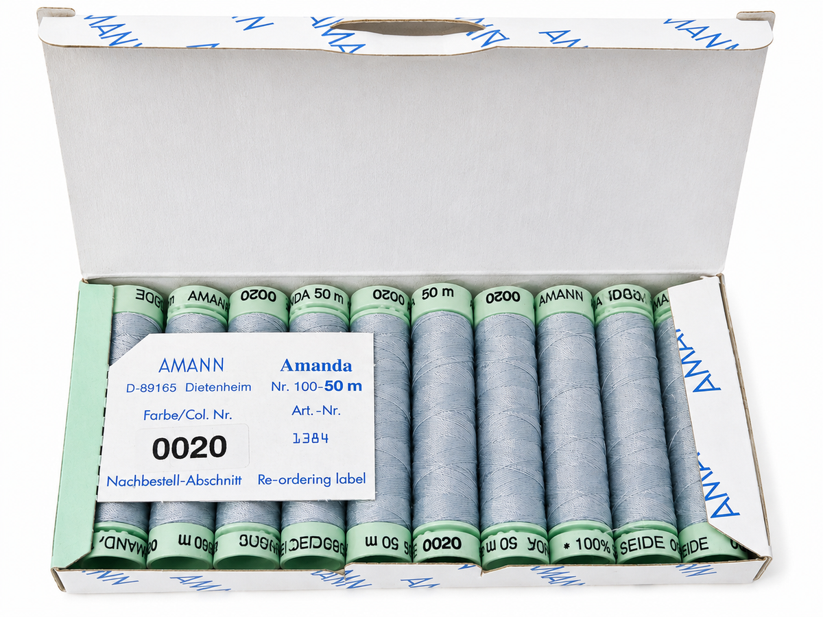 10 Bobines de fil à coudre 100 % soie AMANN Amanda – 50 m – Tons bleus