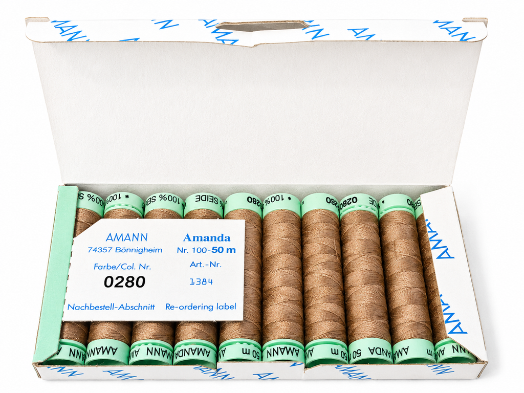 10 bobines de fil à coudre 100 % soie AMANN Amanda – 50 m – Tons jaunes & marron