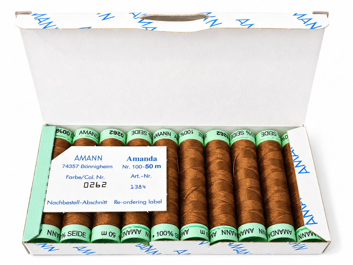10 bobines de fil à coudre 100 % soie AMANN Amanda – 50 m – Tons jaunes & marron