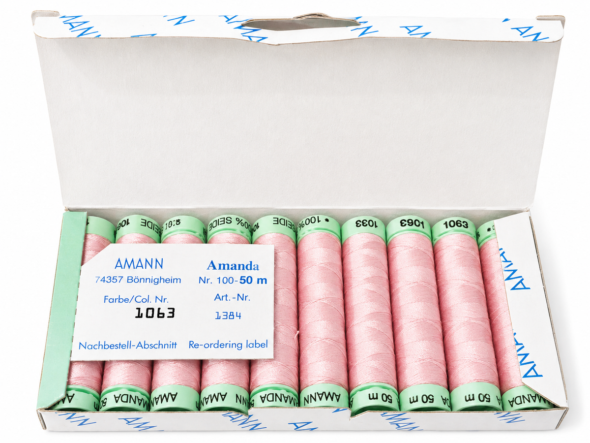10 Bobines de fil à coudre 100 % soie AMANN Amanda – 50 m – Tons rose divers