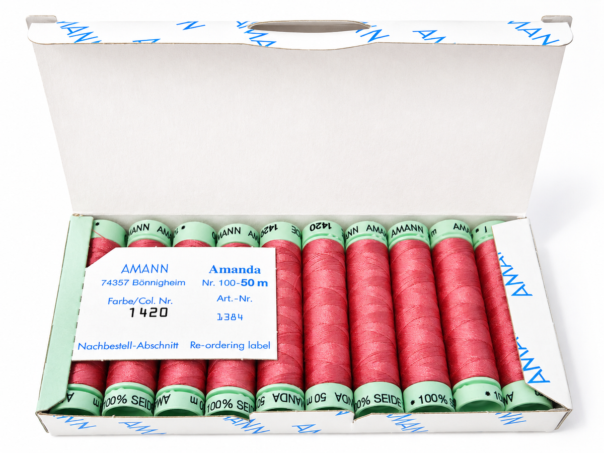 10 Bobines de fil à coudre 100 % soie AMANN Amanda – 50 m – Tons rose divers
