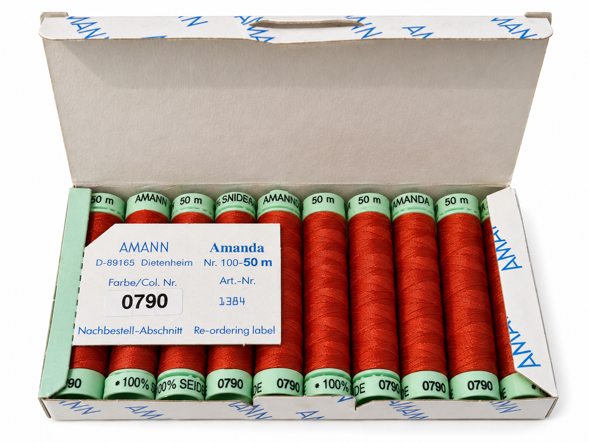 10 bobines de fil à coudre 100 % soie AMANN Amanda – 50 m – Tons rouges