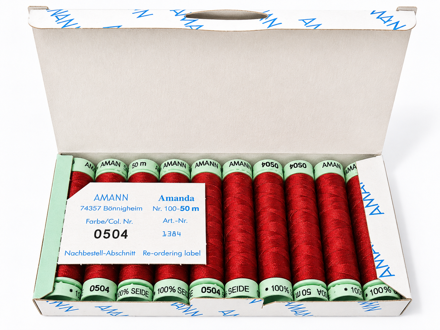 10 bobines de fil à coudre 100 % soie AMANN Amanda – 50 m – Tons rouges