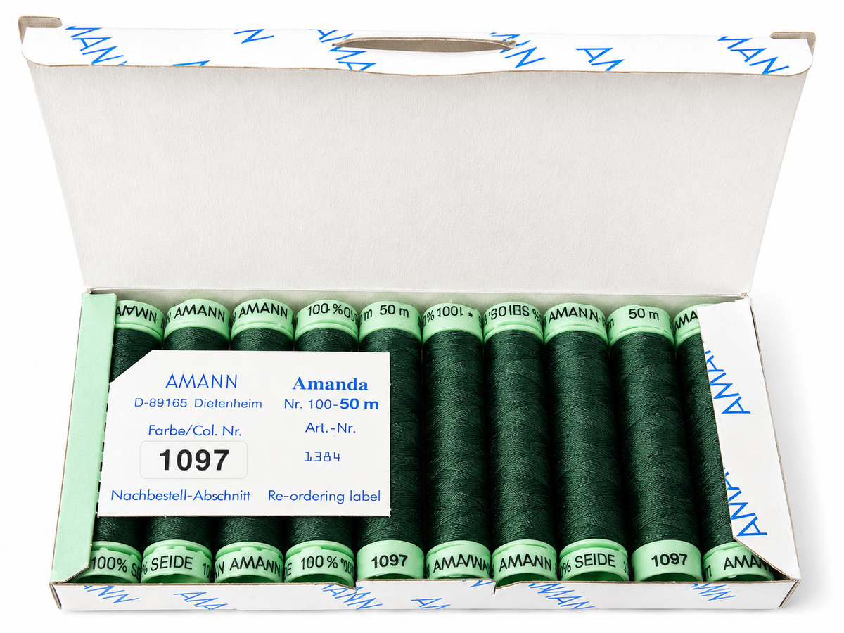10 Bobine de fil à coudre 100 % soie AMANN Amanda – 50 m – Tons verts