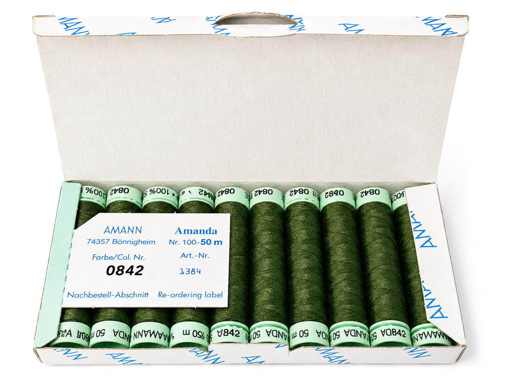 10 Bobine de fil à coudre 100 % soie AMANN Amanda – 50 m – Tons verts