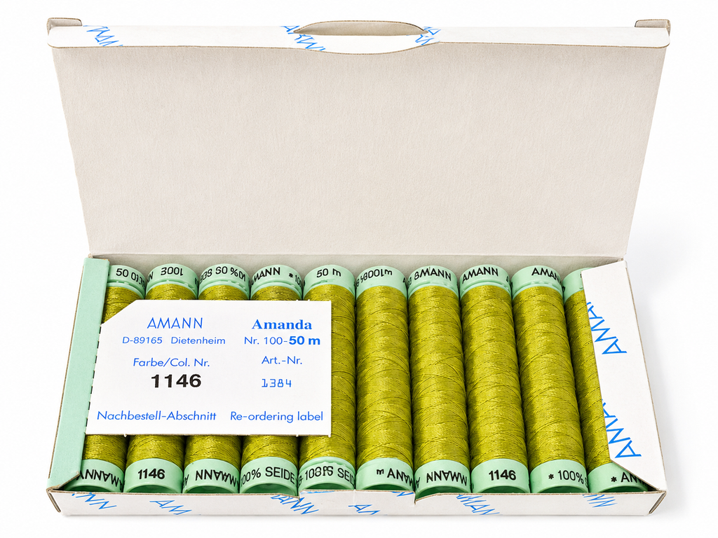 10 Bobine de fil à coudre 100 % soie AMANN Amanda – 50 m – Tons verts