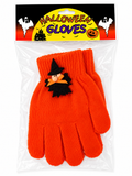 Gants Halloween Orange avec Sorcière
