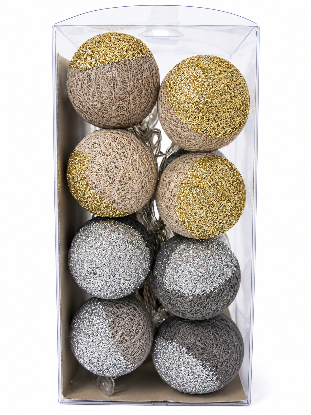 Guirlande lumineuse LED 16 boules beige, gris & noir – 3 m