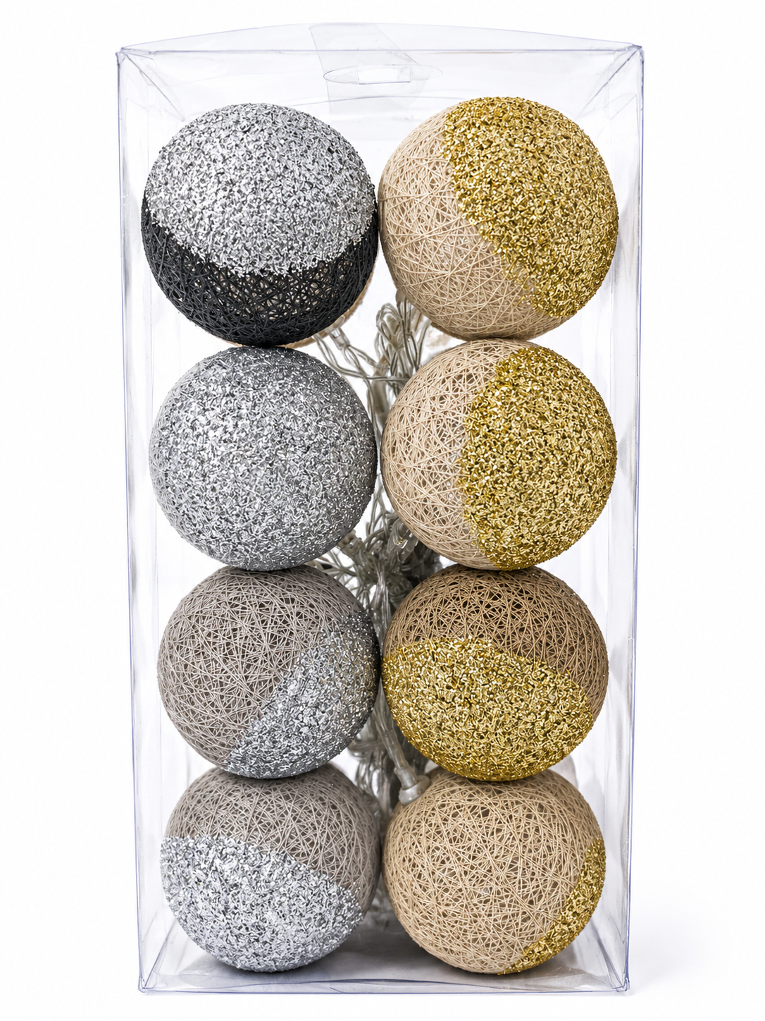 Guirlande lumineuse LED 16 boules beige, gris & noir – 3 m