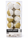Guirlande lumineuse LED 10 boules blanc & doré – 3 m