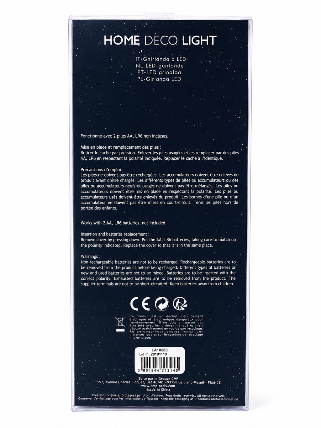 Guirlande lumineuse LED 10 boules blanc & doré – 3 m