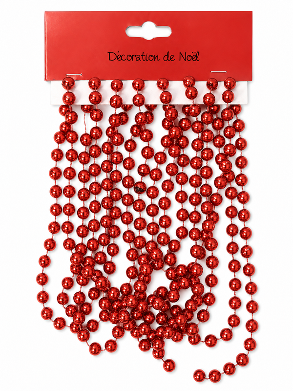 Guirlande de perles décoratives de Noël – Rouge, argenté ou blanc