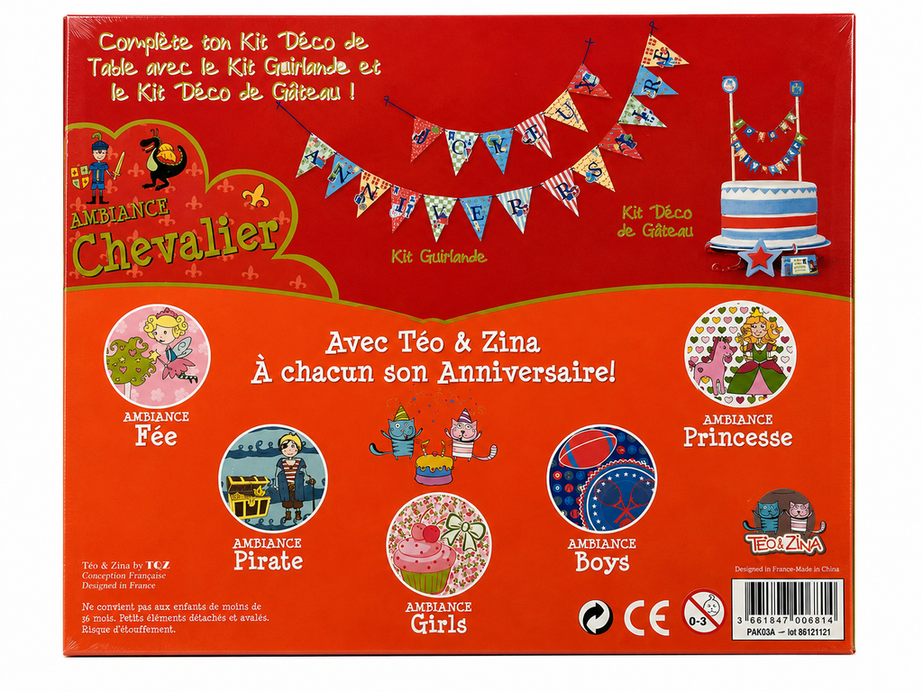 Kit décoration de table anniversaire – Ambiance Chevalier – Téo & Zina