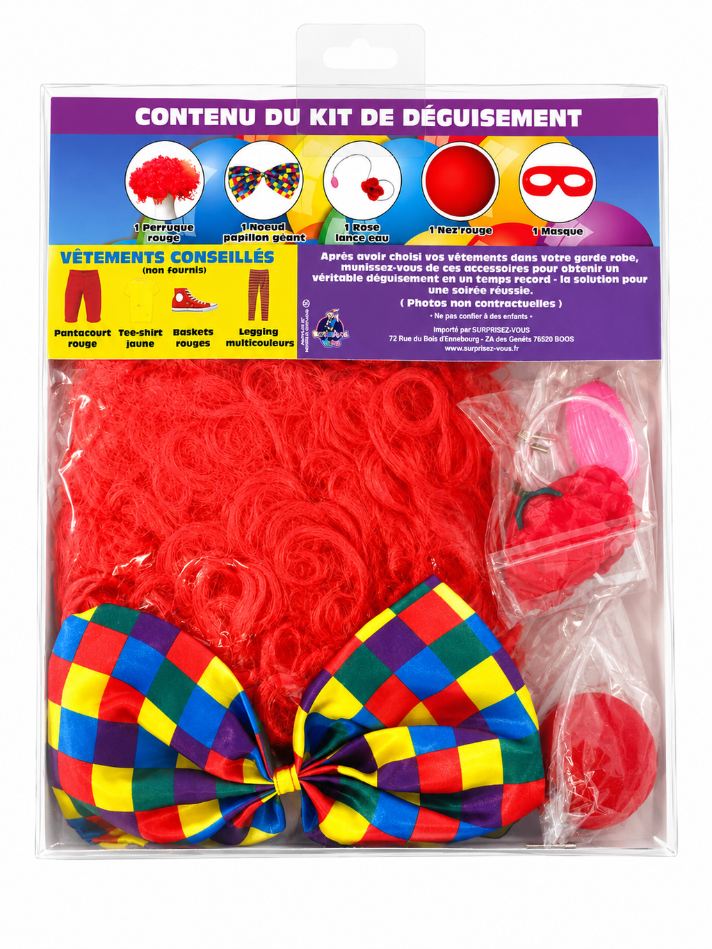 Kit de déguisement Clown adulte – 5 accessoires