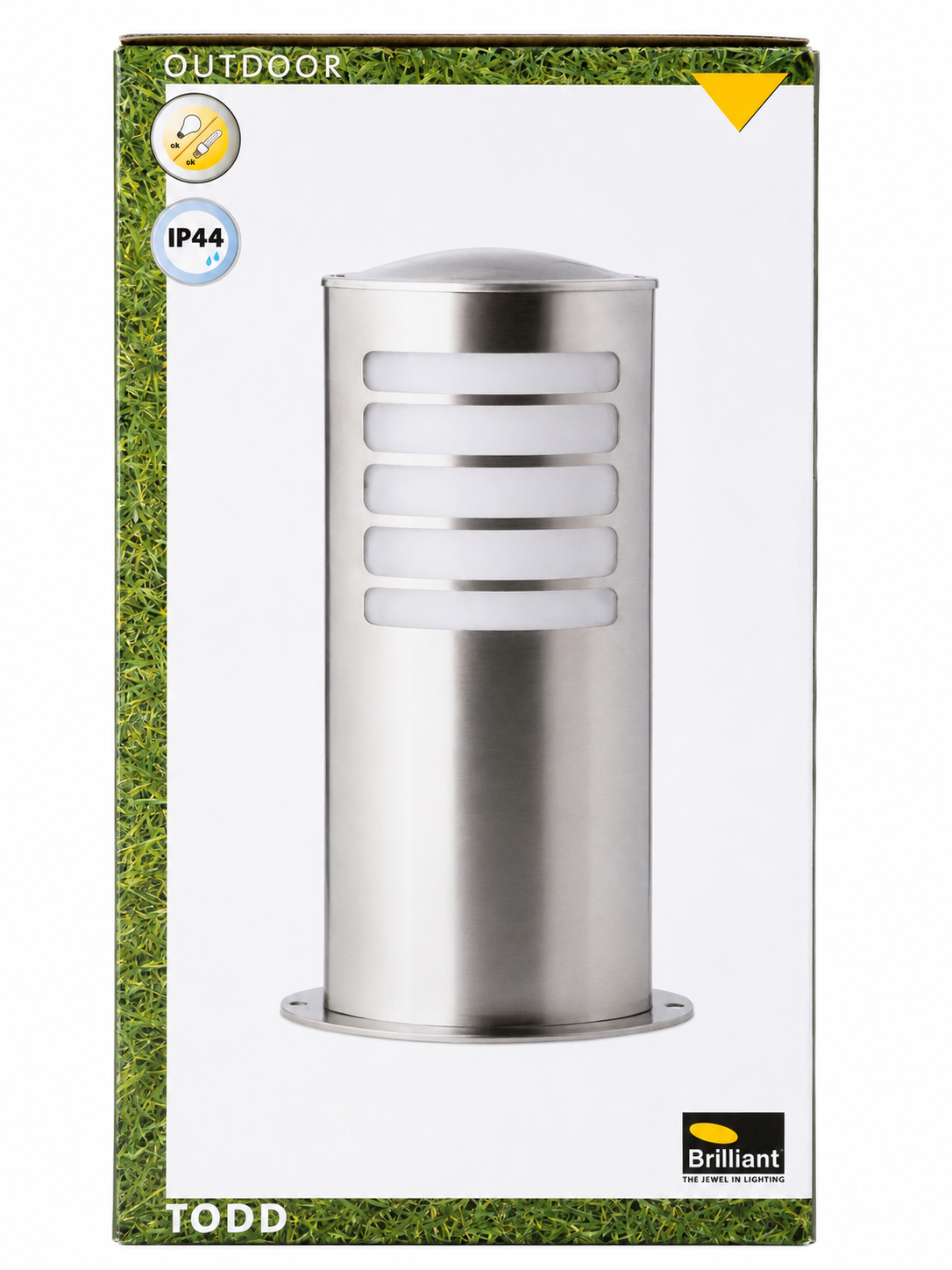 Borne lumineuse extérieure BRILLIANT TODD – 40 cm – E27 – IP44 – Inox