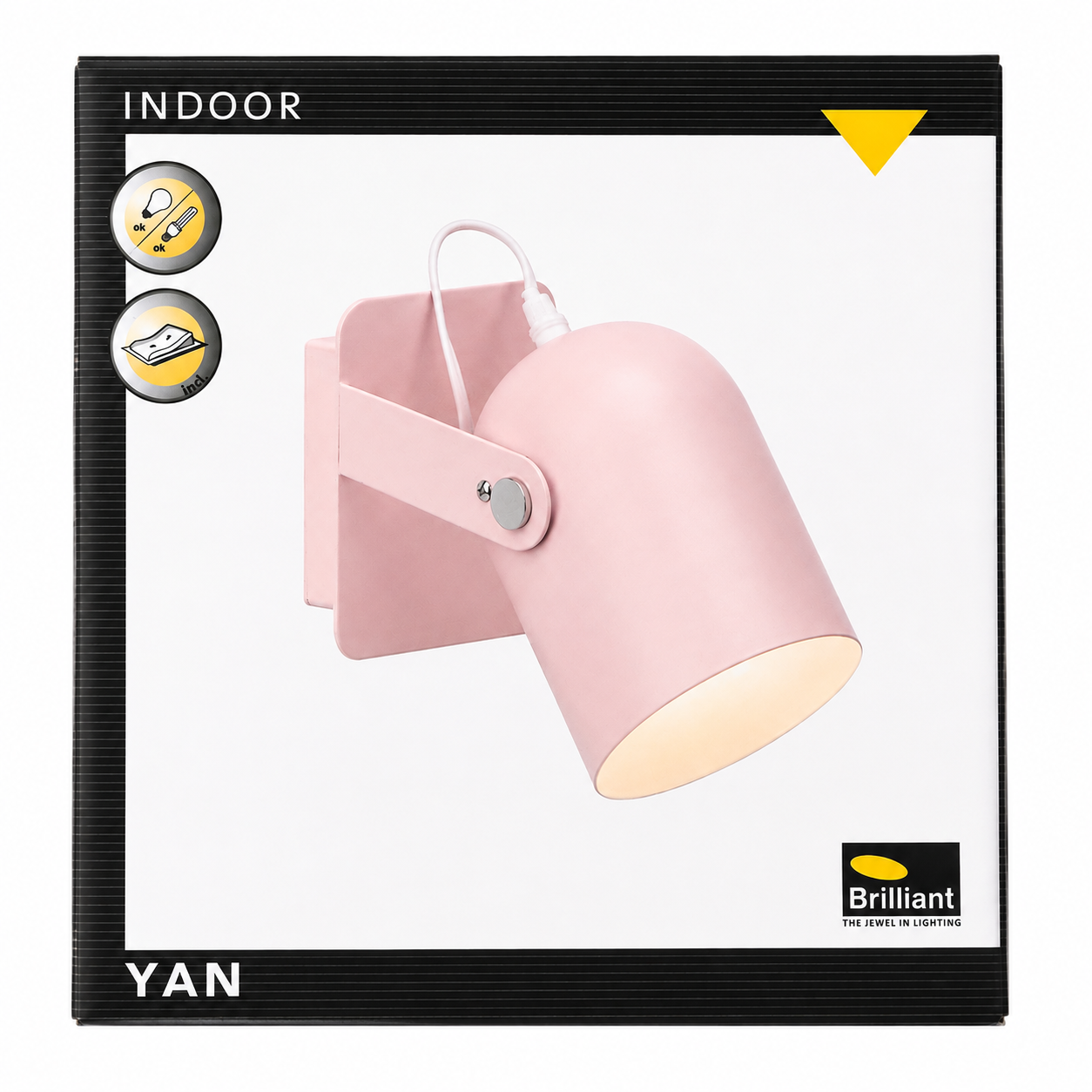 Applique murale intérieure BRILLIANT YAN – E27 – 30 W – 3 coloris