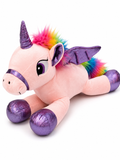 Grande peluche Licorne rose arc-en-ciel