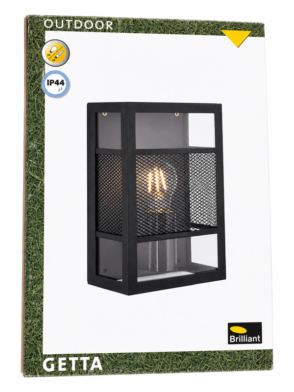 Applique murale extérieure BRILLIANT GETTA – E27 – IP44 – Noir